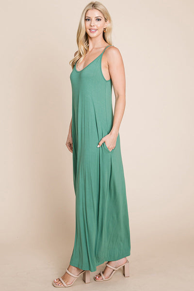 Light Cami Strap Pocketed Jersey Maxi Dress