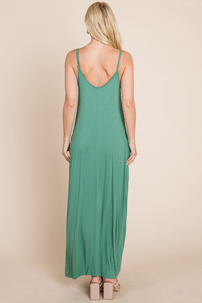 Light Cami Strap Pocketed Jersey Maxi Dress