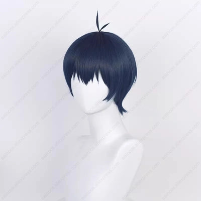 Anime Isagi Yoichi Cosplay Wig 28cm Dark Blue Short Wigs Heat