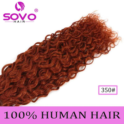 SOVO V Tip Hair Extensions Water Wave Hot Fusion Vtip Ombre Medium