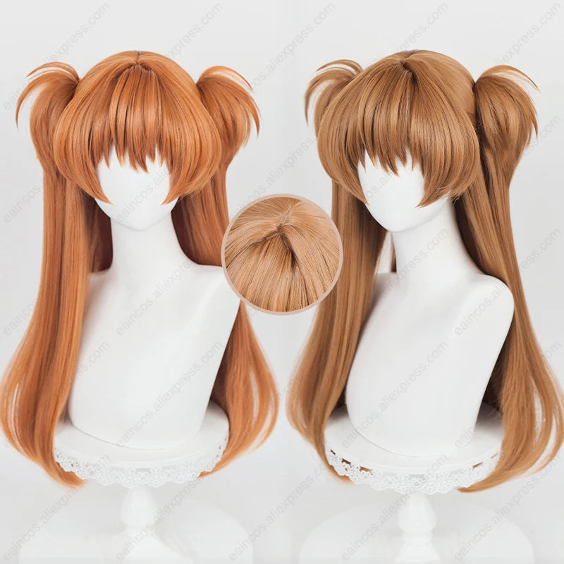 Anime EVA Asuka Langley Soryu Cosplay 68cm Long Orange Brown Mixed