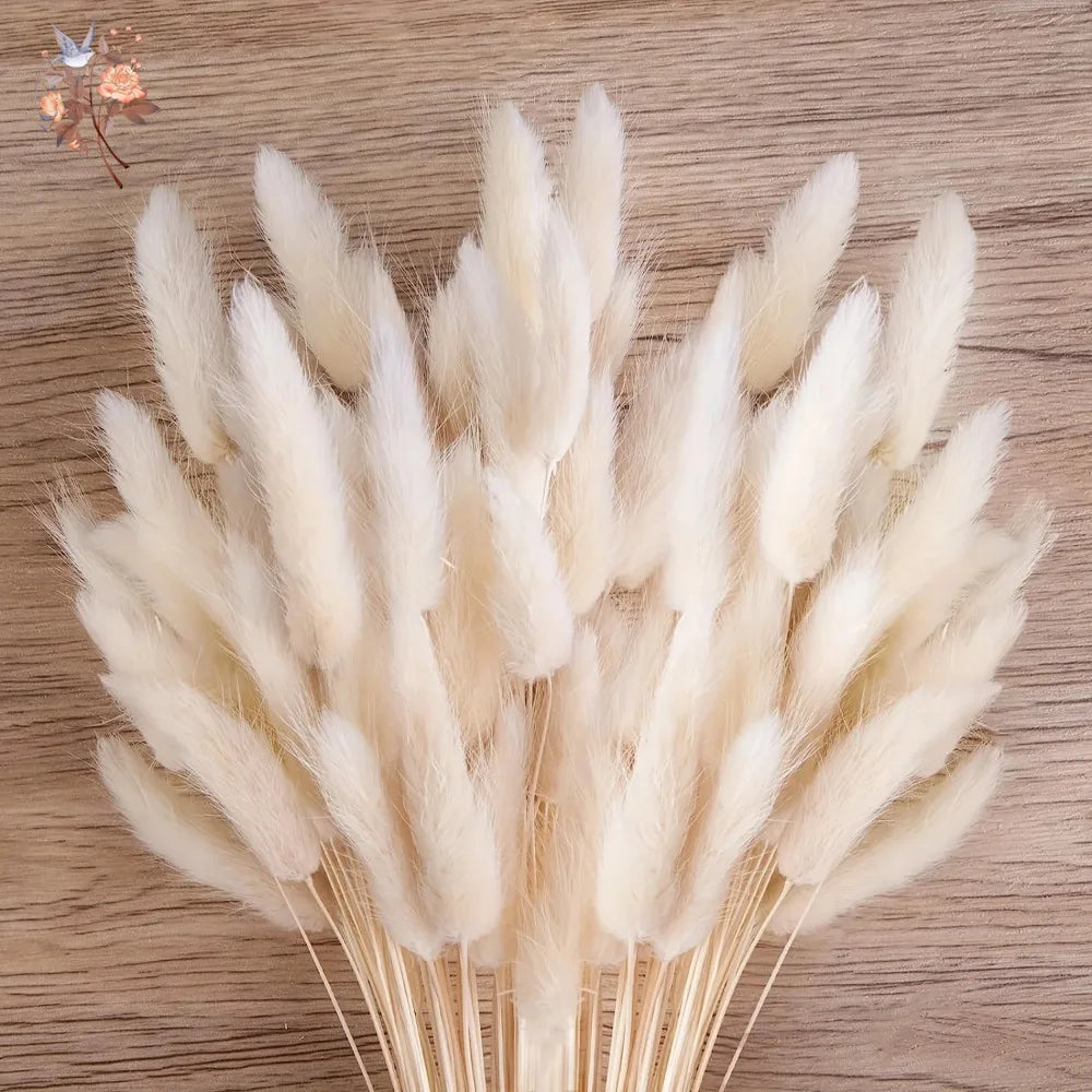 60Pcs Fluffy Bunny Rabbit Tails Grass Bouquet Boho Home Vase Decor