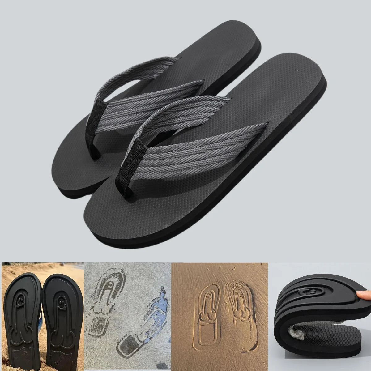 Hidden Penis Flops Spread Hap-Penis Quick- Dry Flip Flops Parody Penis