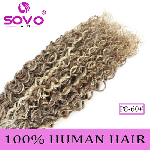 SOVO V Tip Hair Extensions Water Wave Hot Fusion Vtip Ombre Medium