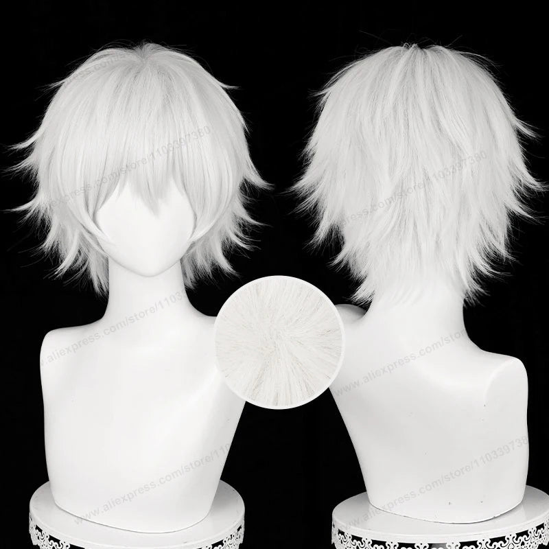 Kaneki Ken Cosplay Wig 30cm Short Silver White Man Hair Anime Heat