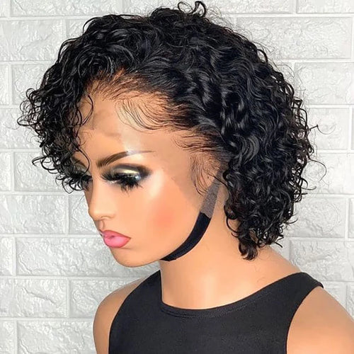 Short Pixie Cut Afro Kinky Curly Wigs Human Hair Brazilian Hair 13x4