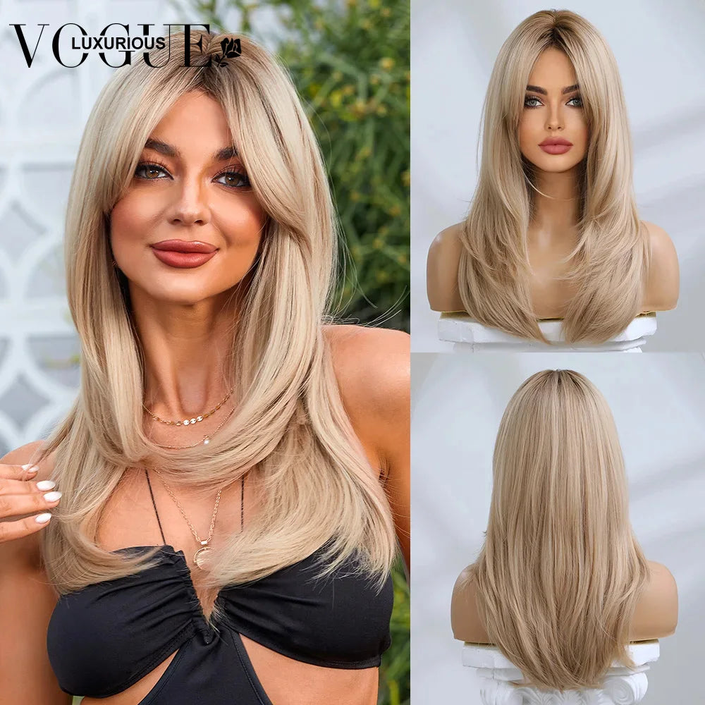 Ombre Platinum Blonde Straight Glueless Human Hair Wigs Lace Closure