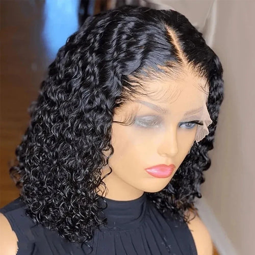 Remy Brazilian Water Wave 150% Density Curly Bob Wig 4×4 HD Lace Front