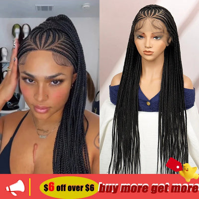 Synthetic Cornrow Braided Wigs Synthetic Full Lace Box Braided Wigs