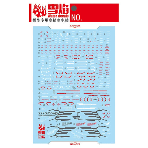 Model Decals Water Slide Decals Tool For 1/100 MG Wing Proto Zero