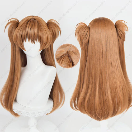 Anime EVA Asuka Langley Soryu Cosplay 68cm Long Orange Brown Mixed