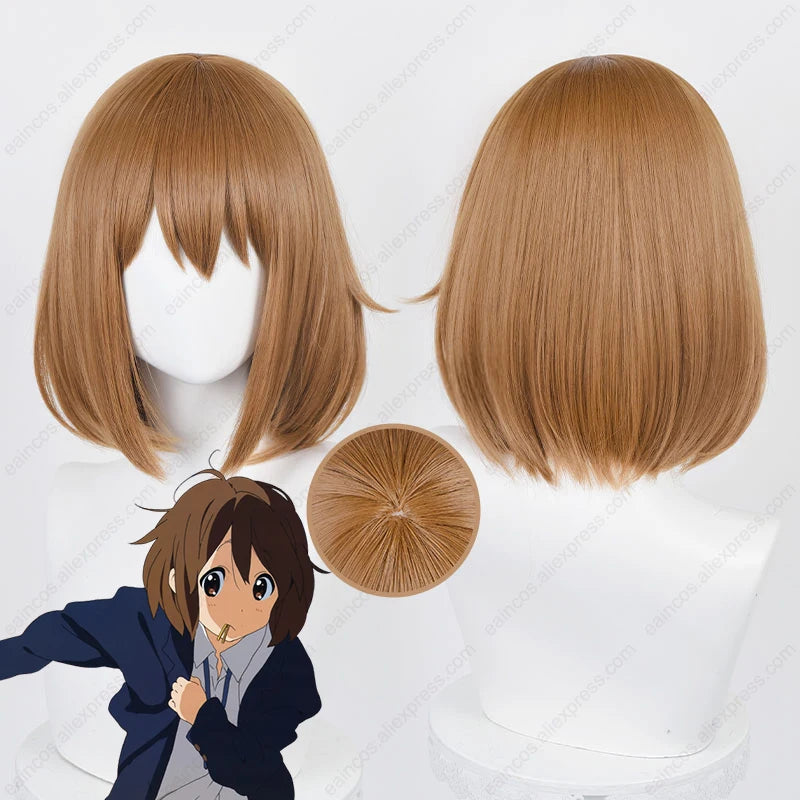 Anime Yui Hirasawa Cosplay Wig 33cm Light Brown Short Wigs Heat