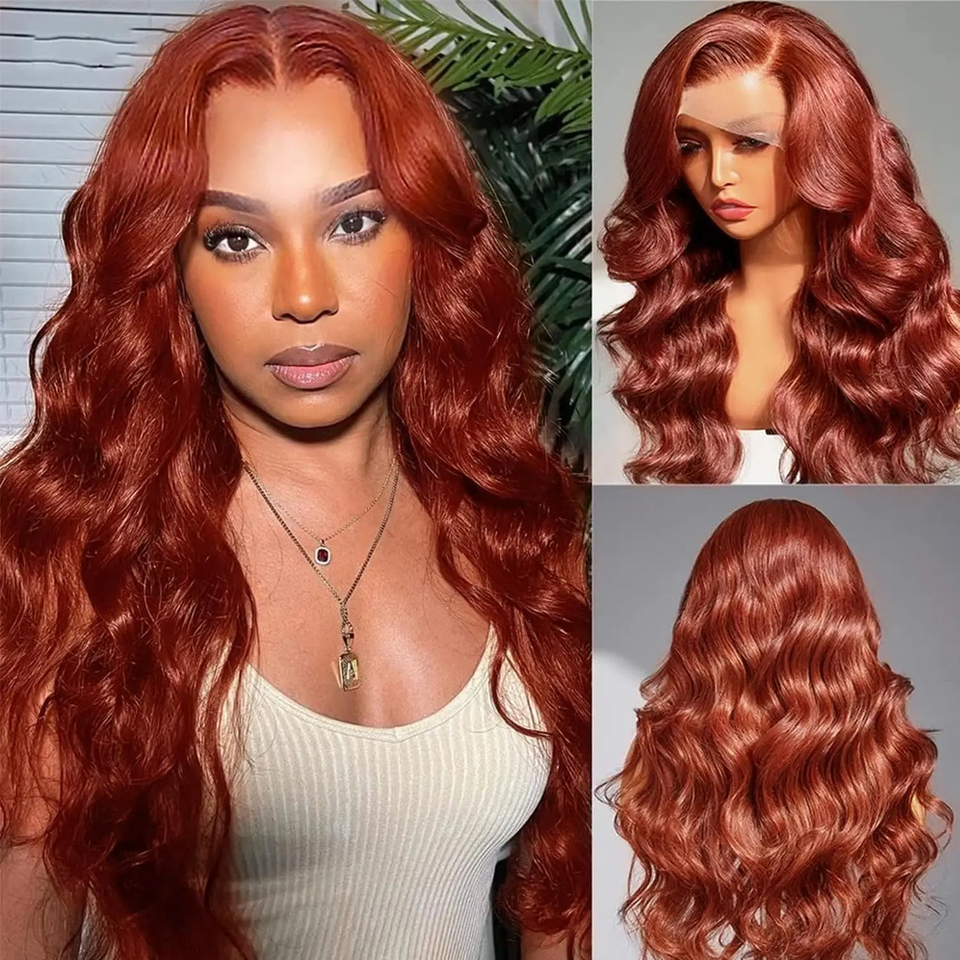 HD 13x6 Lace Front Reddish Brown Body Wave Colored 13X4  Transpare