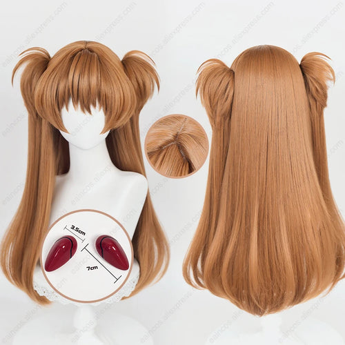 Anime EVA Asuka Langley Soryu Cosplay 68cm Long Orange Brown Mixed