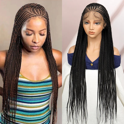 Synthetic Cornrow Braided Wigs Synthetic Full Lace Box Braided Wigs