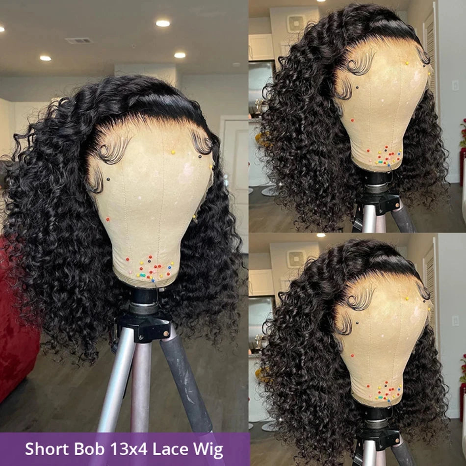 Deep Curly 13x4 Bob Wig Lace Front Human Hair Wig For Women Short Bob