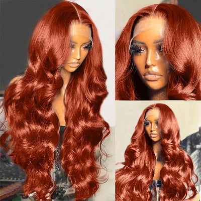 HD 13x6 Lace Front Reddish Brown Body Wave Colored 13X4  Transpare