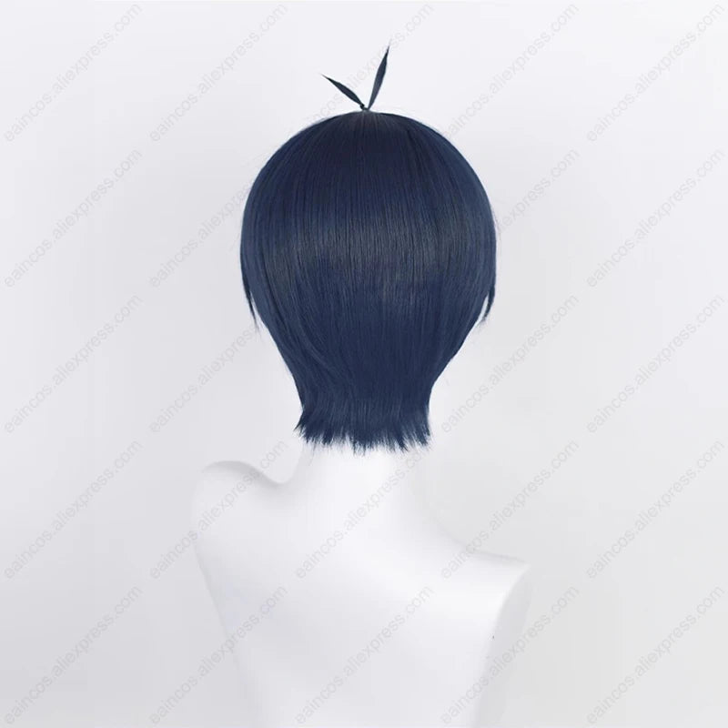 Anime Isagi Yoichi Cosplay Wig 28cm Dark Blue Short Wigs Heat