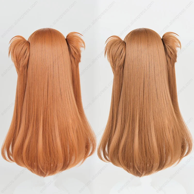 Anime EVA Asuka Langley Soryu Cosplay 68cm Long Orange Brown Mixed