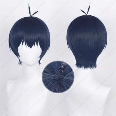 Anime Isagi Yoichi Cosplay Wig 28cm Dark Blue Short Wigs Heat