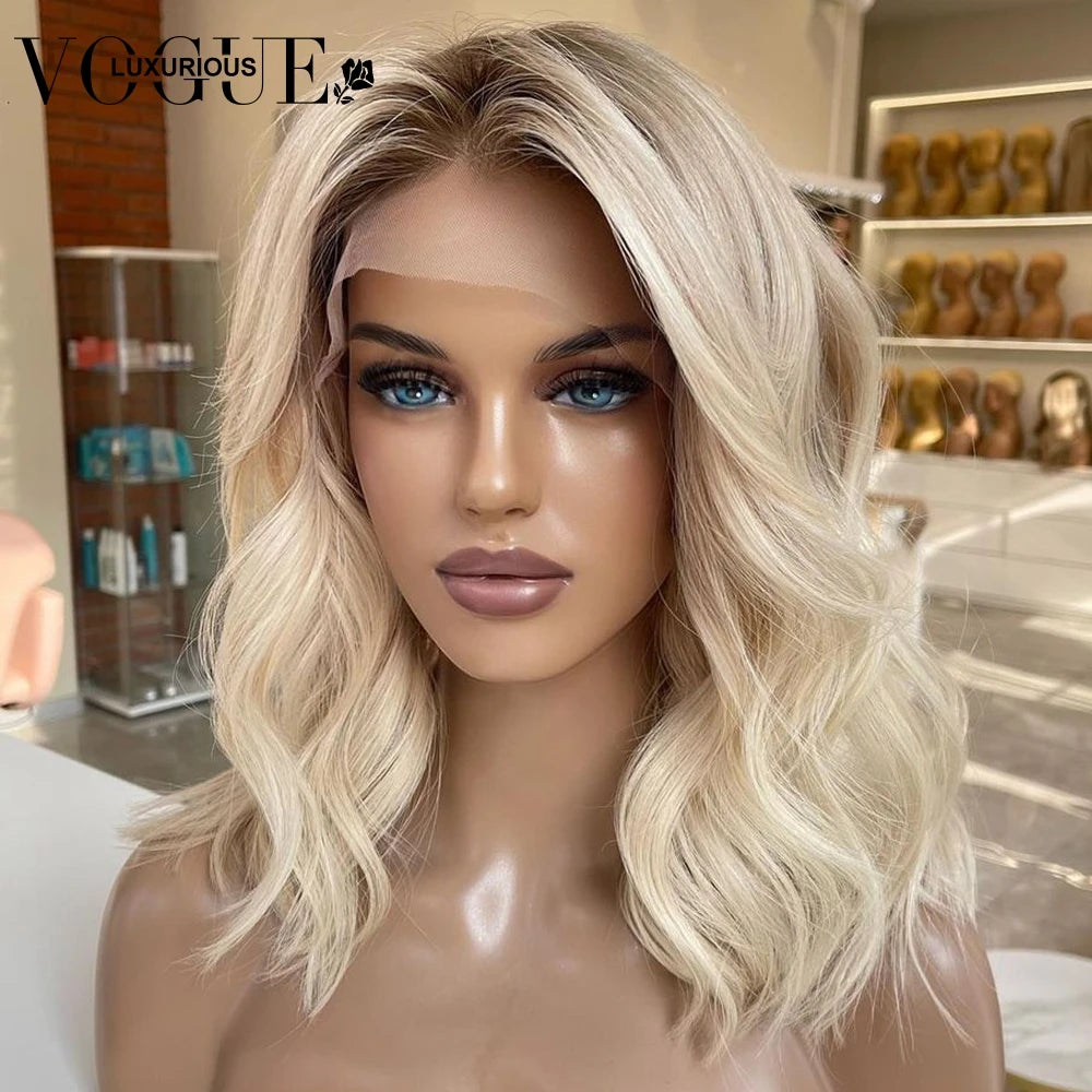 Ombre Ash Blonde Colored Loose Body Wave Wigs Brazilian Virgin Human