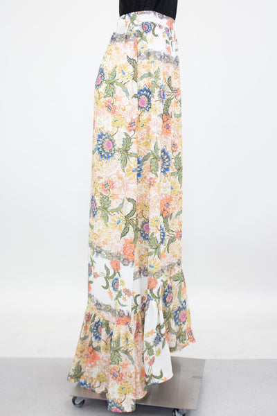 Flared Bottom Floral Maxi Skirt