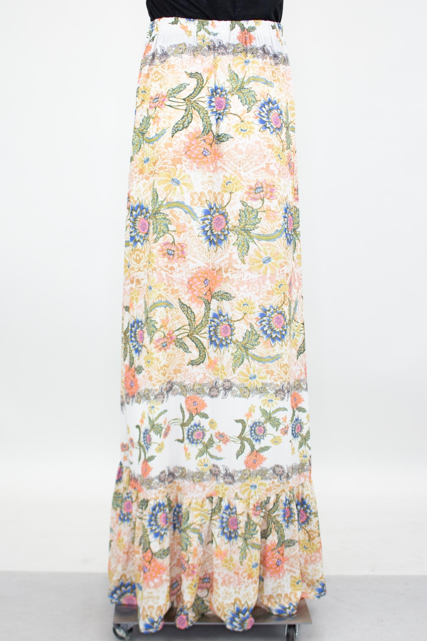 Flared Bottom Floral Maxi Skirt