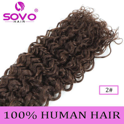 SOVO V Tip Hair Extensions Water Wave Hot Fusion Vtip Ombre Medium