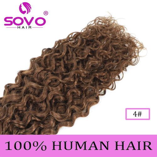 SOVO V Tip Hair Extensions Water Wave Hot Fusion Vtip Ombre Medium