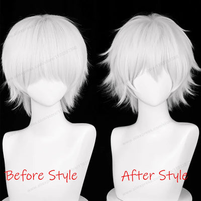 Kaneki Ken Cosplay Wig 30cm Short Silver White Man Hair Anime Heat