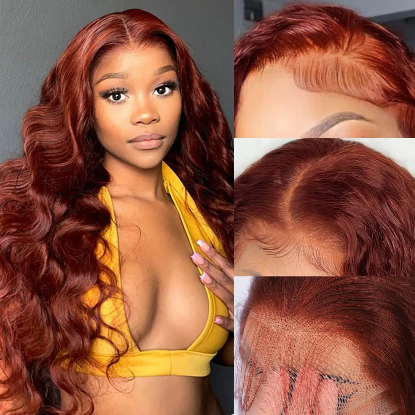 HD 13x6 Lace Front Reddish Brown Body Wave Colored 13X4  Transpare