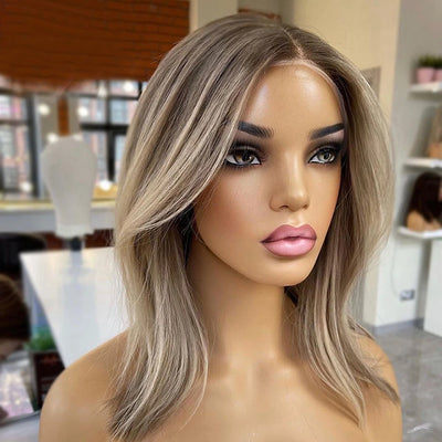 Highlight Lace Frontal Wigs Ombre Brown Blonde 360 Transparent Lace