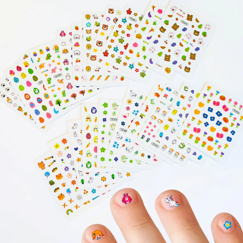 20PCS Kids Glowing Nail Sticker Decals Cartoon Pattern Cute Nail Art