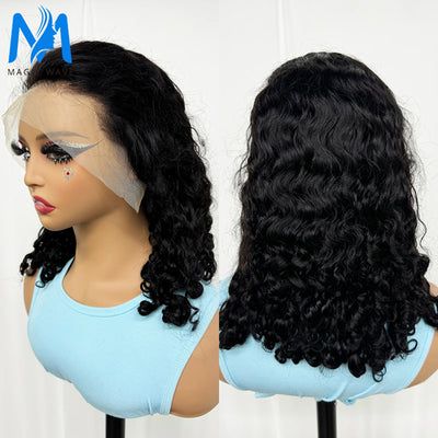 Natural Black Water Wave Bob Human Hair Wigs for Black Women 200%