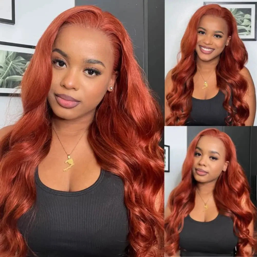 HD 13x6 Lace Front Reddish Brown Body Wave Colored 13X4  Transpare