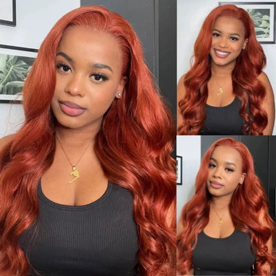 HD 13x6 Lace Front Reddish Brown Body Wave Colored 13X4  Transpare