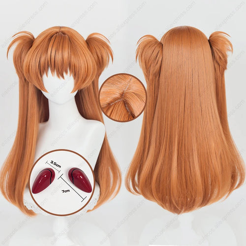 Anime EVA Asuka Langley Soryu Cosplay 68cm Long Orange Brown Mixed