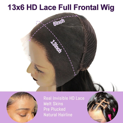 250 Density 13x6 HD Lace Frontal Wig Invisible Real HD Lace 13x4 Full