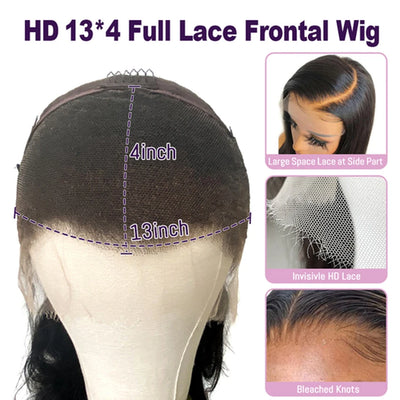 250 Density 13x6 HD Lace Frontal Wig Invisible Real HD Lace 13x4 Full