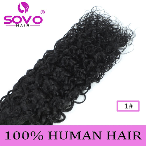 SOVO V Tip Hair Extensions Water Wave Hot Fusion Vtip Ombre Medium