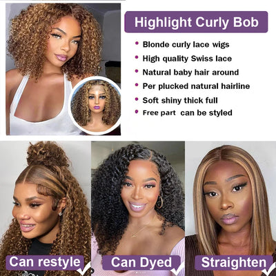 Ombre Highlight P4/27 Peruvian Remy Hair Short Bob Human Hair Wigs