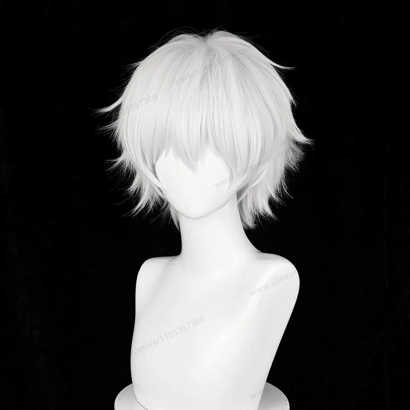 Kaneki Ken Cosplay Wig 30cm Short Silver White Man Hair Anime Heat