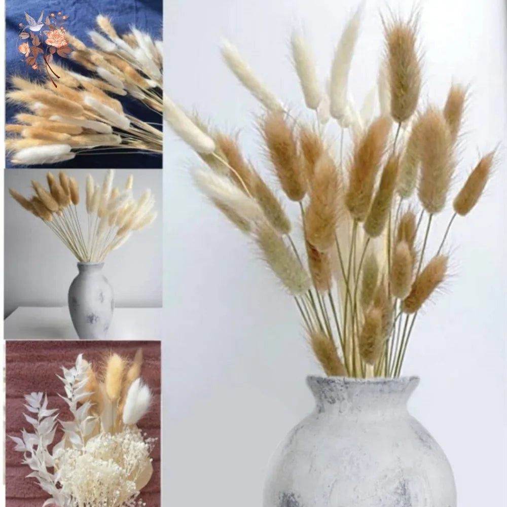 60Pcs Fluffy Bunny Rabbit Tails Grass Bouquet Boho Home Vase Decor