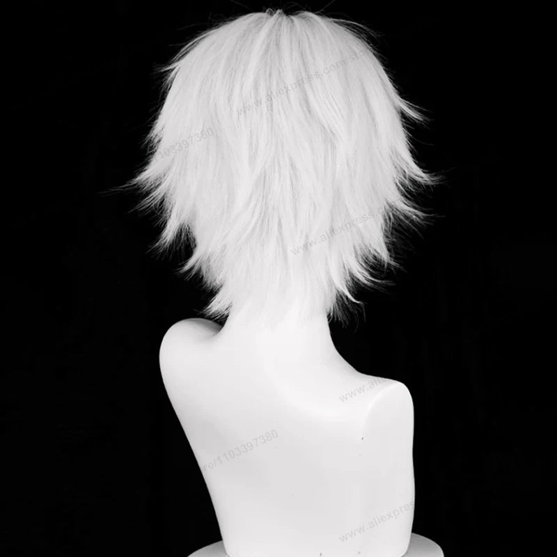 Kaneki Ken Cosplay Wig 30cm Short Silver White Man Hair Anime Heat