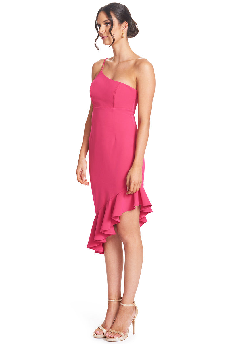 Rufflin' Round Dress - Asymmetric dress with ruffle hem