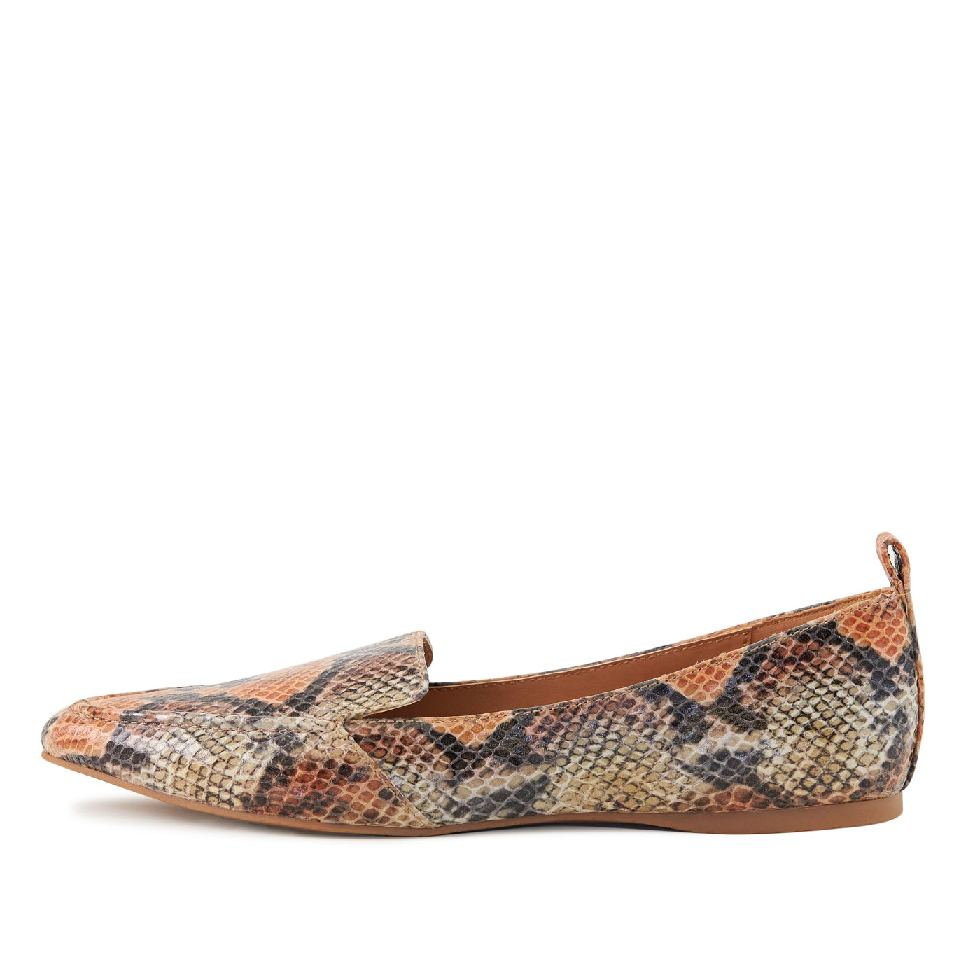 Women's Flat Socialite Orange Snake Skin