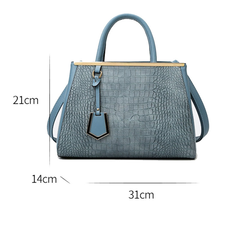 Women Stone Pattern Patchwork Handbag Shoulder Bag Crossbody Bag(Blue)