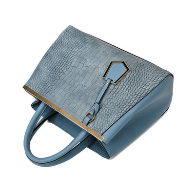 Women Stone Pattern Patchwork Handbag Shoulder Bag Crossbody Bag(Blue)