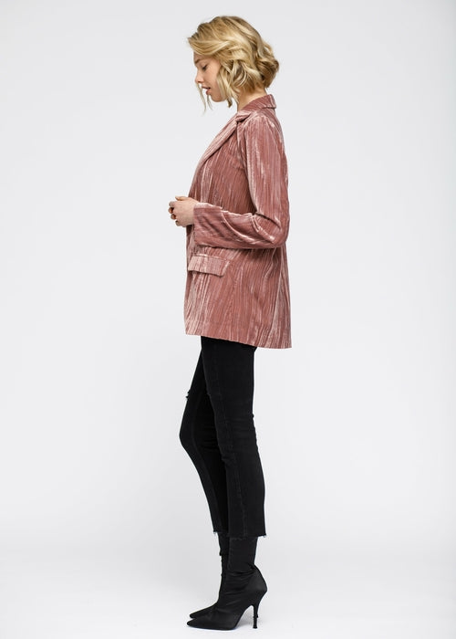 Women's Velvet Blazer With Flap Pockets In Rogue