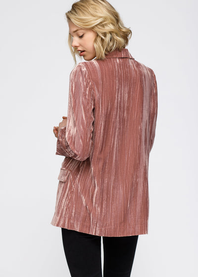 Women's Velvet Blazer With Flap Pockets In Rogue